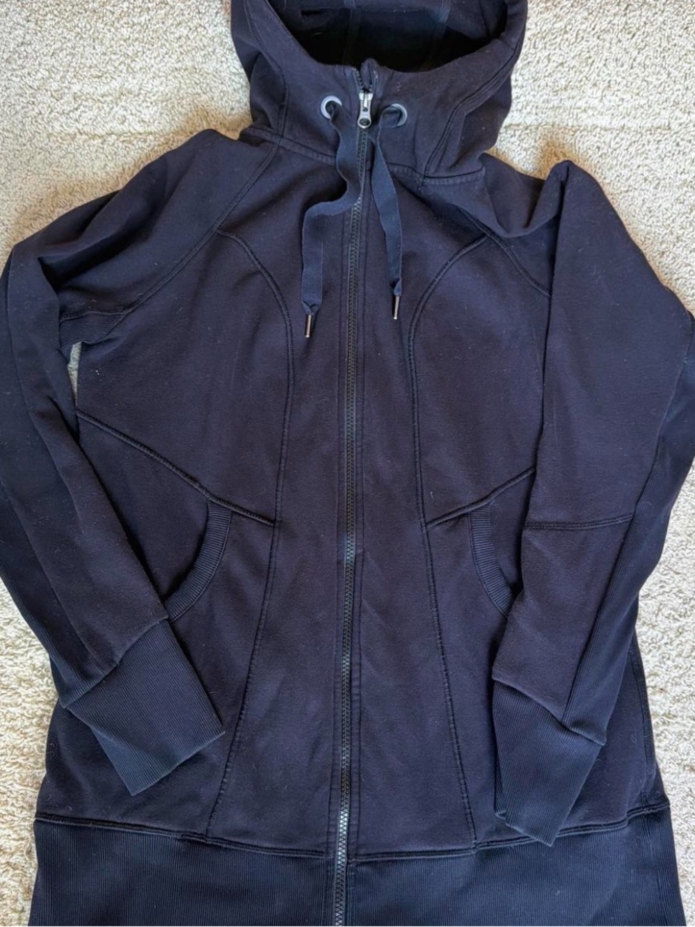 Athleta Black Hooded Zip-Up Jacket